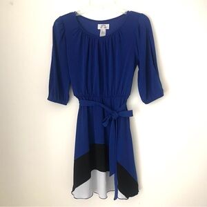 Sweet Storm Junior Size L Blue High-Low Tunic Dress with Waist Tie